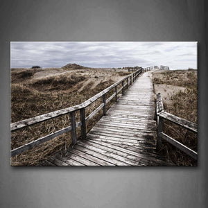 Wood Path On Dry Grassland  Wall Art Painting Pictures Print On Canvas Landscape The Picture For Home Modern Decoration 