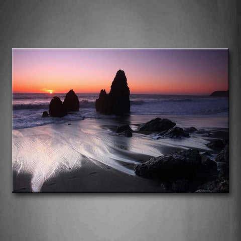 White Water And Rock On Beach Wall Art Painting Pictures Print On Canvas Landscape The Picture For Home Modern Decoration 