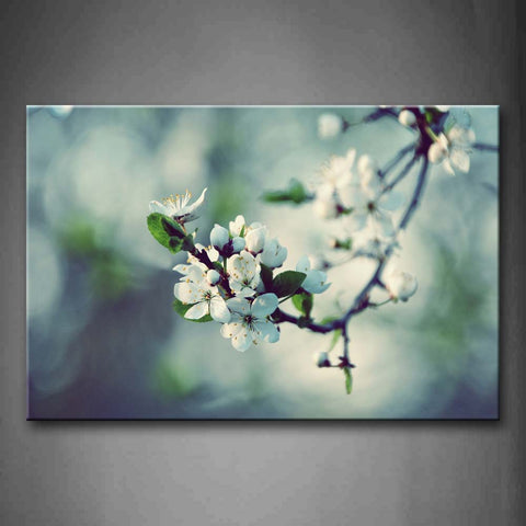 White Peach Blossom On Branch  Wall Art Painting Pictures Print On Canvas Botanical The Picture For Home Modern Decoration 