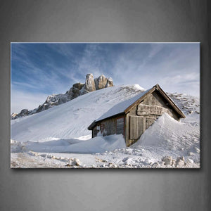 Wood Shouse In Front Of Hill Snow Cover Land  Wall Art Painting Pictures Print On Canvas Landscape The Picture For Home Modern Decoration 