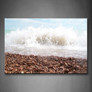 White Wave Beat On Stone Many Stones On Beach Wall Art Painting The Picture Print On Canvas Landscape Pictures For Home Decor Decoration Gift 