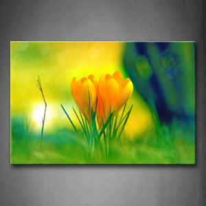 Yellow Orange Orange Flower Petal With Green Leaf Wall Art Painting Pictures Print On Canvas Flower The Picture For Home Modern Decoration 