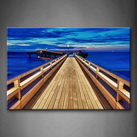 Wooden Pier Dark Blue Sky Nd Quiet Water Wall Art Painting The Picture Print On Canvas City Pictures For Home Decor Decoration Gift 
