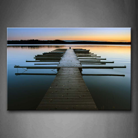 Wooden Pier Sunset Glow And Quiet Water Wall Art Painting Pictures Print On Canvas City The Picture For Home Modern Decoration 