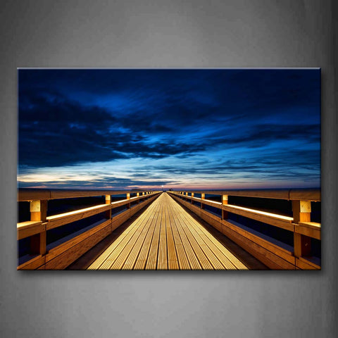 Wooden Pier With Bright Lightbeam At Dusk Wall Art Painting The Picture Print On Canvas City Pictures For Home Decor Decoration Gift 