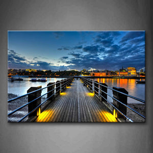 Wooden Floor Of Pier Calm Lake At Dusk Wall Art Painting The Picture Print On Canvas City Pictures For Home Decor Decoration Gift 
