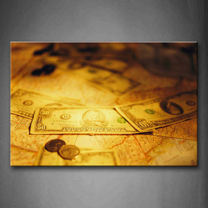 Yellow Orange Paper Dollar  Wall Art Painting The Picture Print On Canvas Art Pictures For Home Decor Decoration Gift 