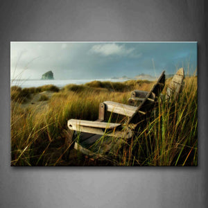 Wooden Chair On High Grass  Wall Art Painting Pictures Print On Canvas Landscape The Picture For Home Modern Decoration 