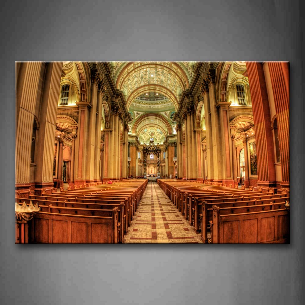 Benches In Basilique Wall Art Painting The Picture Print On Canvas Rel