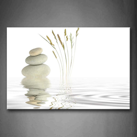 Stones And Grass In Water  Wall Art Painting Pictures Print On Canvas Religion The Picture For Home Modern Decoration 