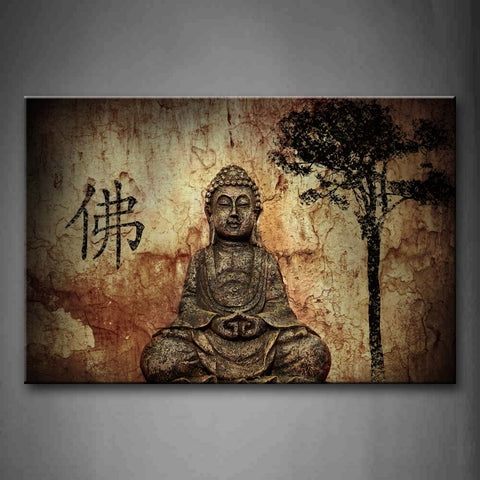 Religion Buddha In Grotto With Chinese Fo Wall Art Painting Pictures Print On Canvas Religion The Picture For Home Modern Decoration 