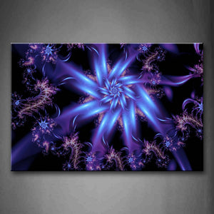 Blue Light Flower Fractal Abstract  Wall Art Painting Pictures Print On Canvas Abstract The Picture For Home Modern Decoration 