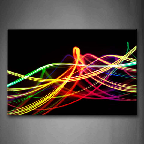 Artistic Abstract Colorful Lines Black Background Wall Art Painting The Picture Print On Canvas Abstract Pictures For Home Decor Decoration Gift 