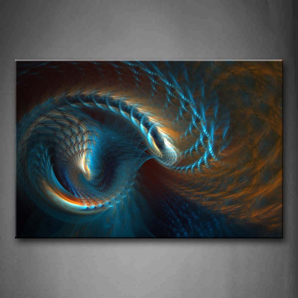 Fractal Abstract Blue Yellow Like Scale Wall Art Painting Pictures Print On Canvas Abstract The Picture For Home Modern Decoration 