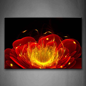 Fractal Red Petal Golden Stamen Wall Art Painting Pictures Print On Canvas Abstract The Picture For Home Modern Decoration 