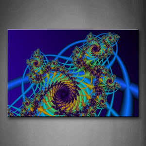 Fractal Flower With Blue Line Wall Art Painting Pictures Print On Canvas Abstract The Picture For Home Modern Decoration 