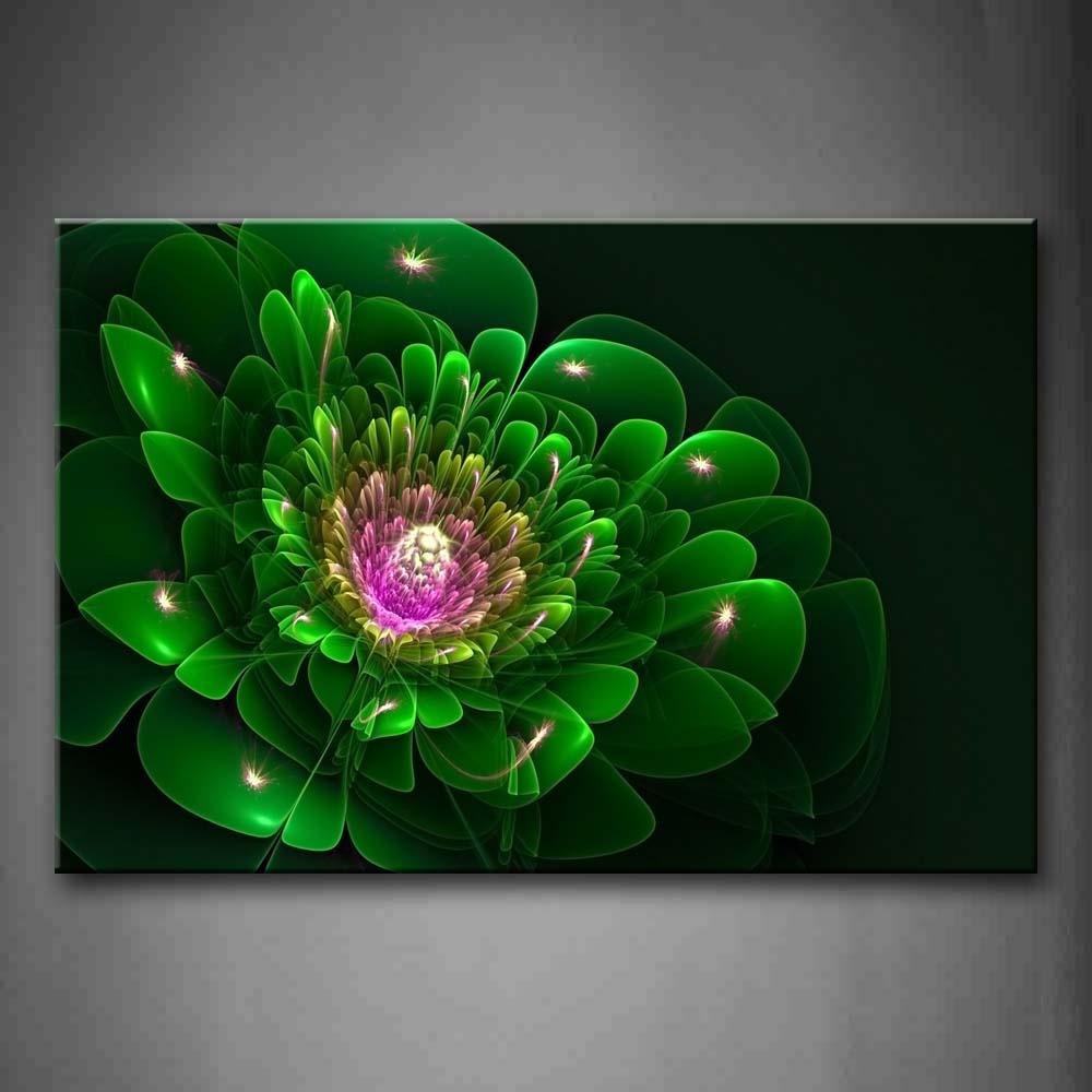 Artistic Green Flower Pink Wall Art Painting Pictures Print On Canvas Abstract The Picture For Home Modern Decoration 