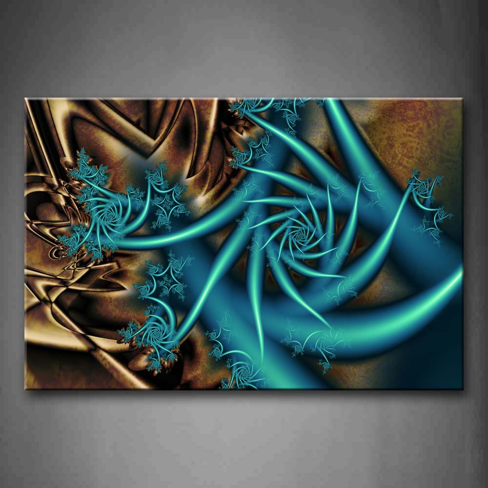 Fractal Blue Spiral Brown Wall Art Painting The Picture Print On Canvas Abstract Pictures For Home Decor Decoration Gift 