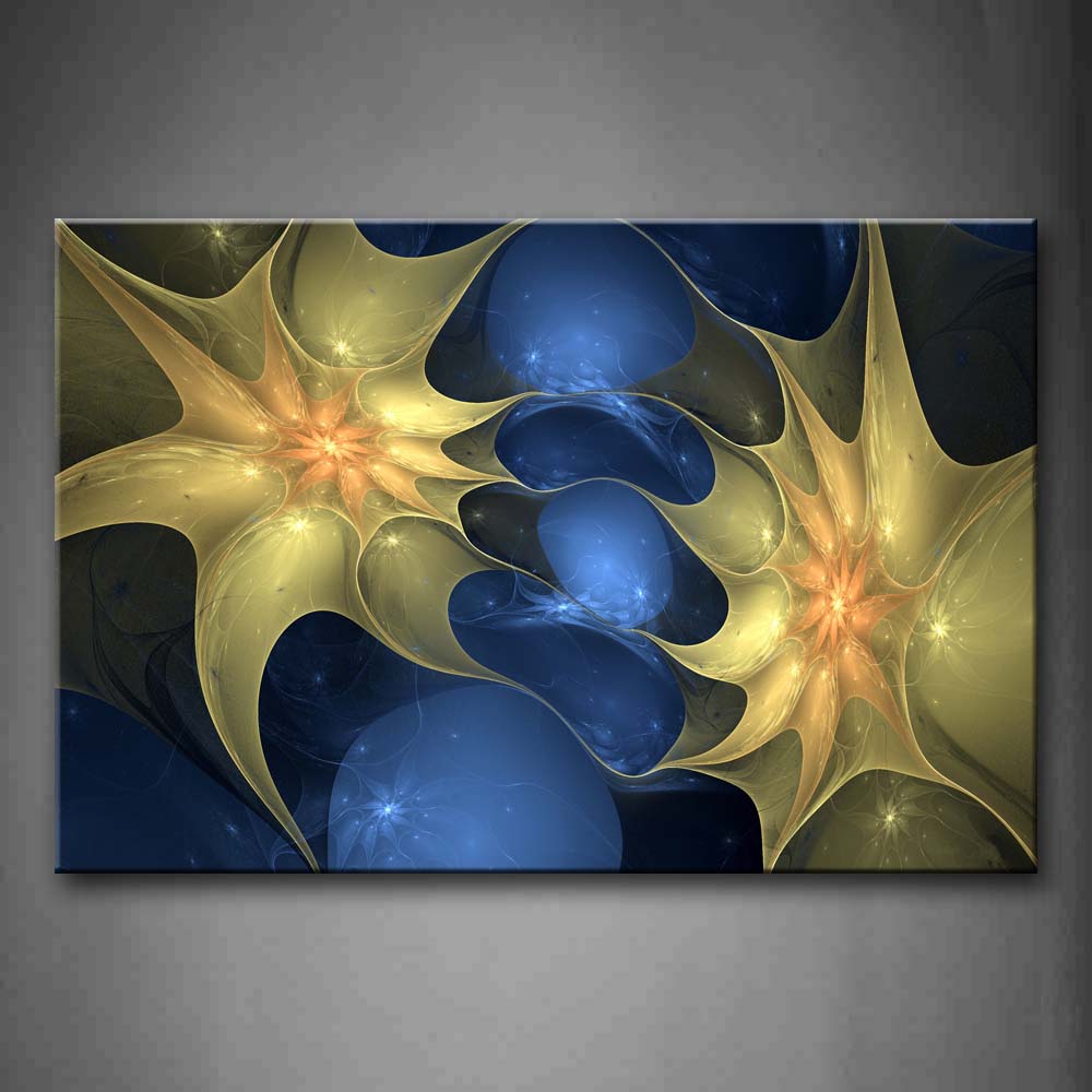 Abstract Blue Yellow Like Flower Wall Art Painting The Picture Print On Canvas Abstract Pictures For Home Decor Decoration Gift 