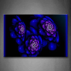 Abstract Like Blue Flower Black Background Wall Art Painting Pictures Print On Canvas Abstract The Picture For Home Modern Decoration 