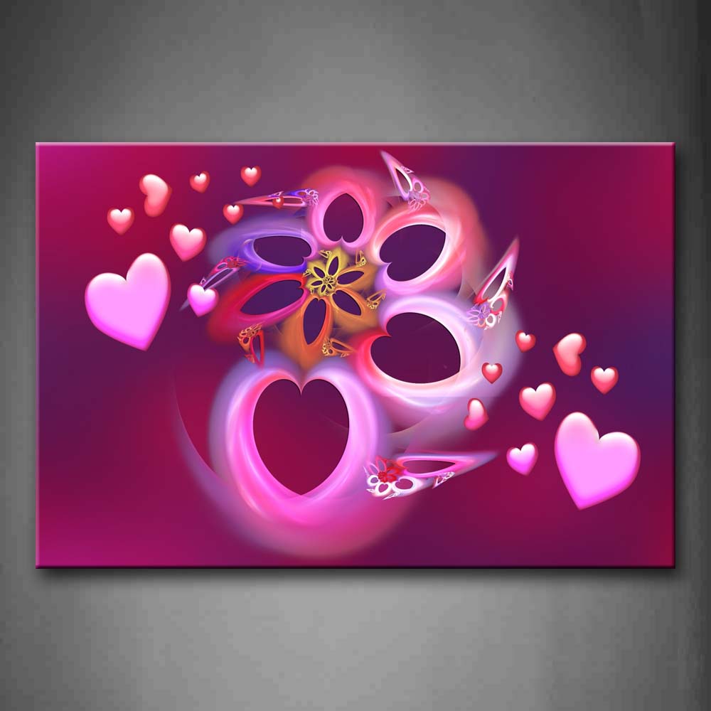 Artistic Pink Hearts Make Up A Flower Wall Art Painting The Picture Print On Canvas Abstract Pictures For Home Decor Decoration Gift 