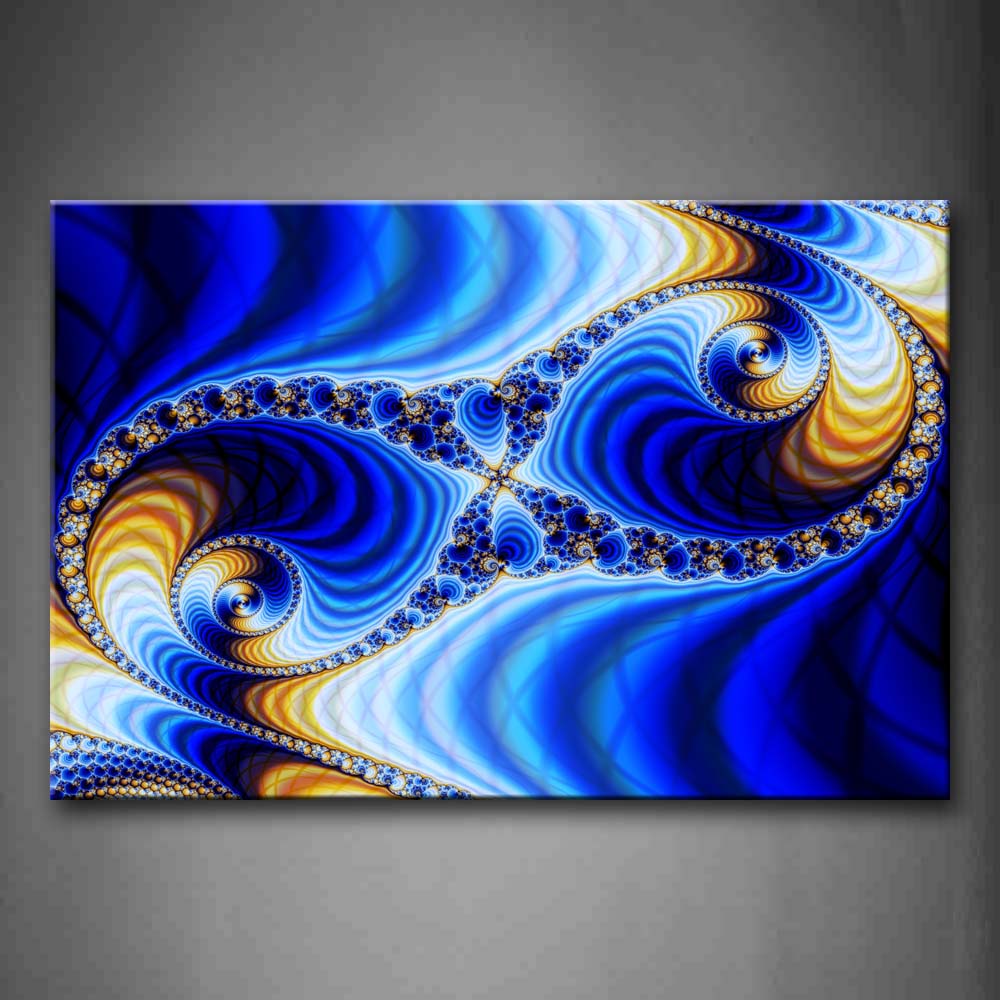 Fractal Blue Artistic Yellow Wall Art Painting Pictures Print On Canvas Abstract The Picture For Home Modern Decoration 