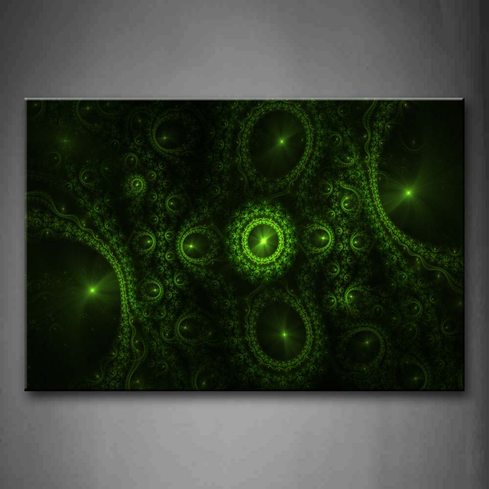Green Rings Fractal Wall Art Painting The Picture Print On Canvas Abstract Pictures For Home Decor Decoration Gift 