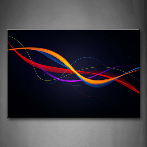 Abstract Colorful Lines Dark Blue Background  Wall Art Painting Pictures Print On Canvas Abstract The Picture For Home Modern Decoration 