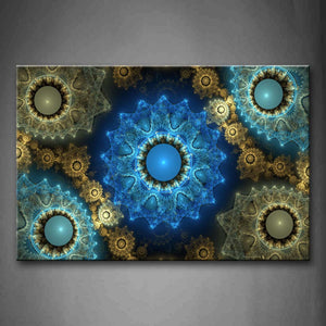 Fractal Abstract Blue Yellowcircles Wall Art Painting The Picture Print On Canvas Abstract Pictures For Home Decor Decoration Gift 