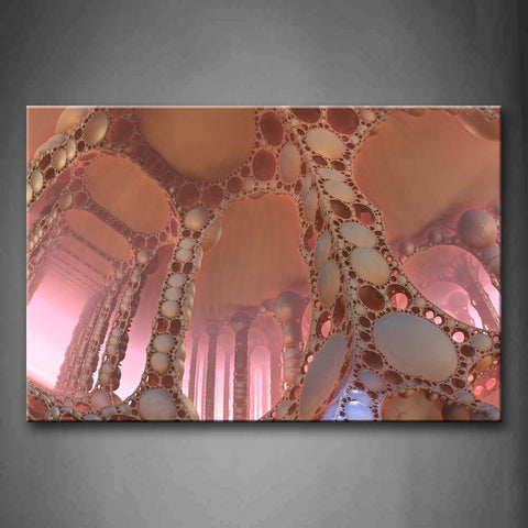 Fractal Abstract Caves Pink Like Pillar Circles  Wall Art Painting Pictures Print On Canvas Abstract The Picture For Home Modern Decoration 