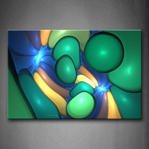 Fractal Blue Green Yellow Like Feather Black Background Wall Art Painting Pictures Print On Canvas Abstract The Picture For Home Modern Decoration 