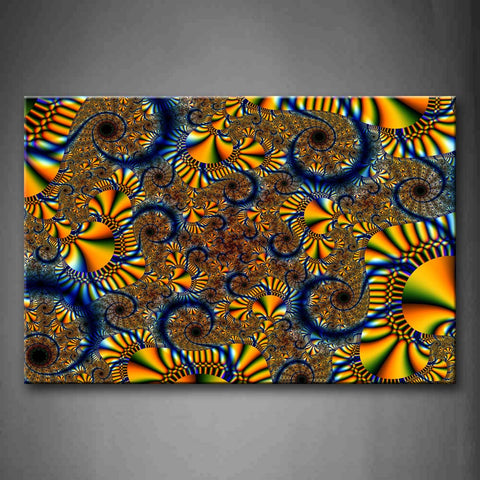 Fractal Abstract Yellow Blue Wall Art Painting The Picture Print On Canvas Abstract Pictures For Home Decor Decoration Gift 