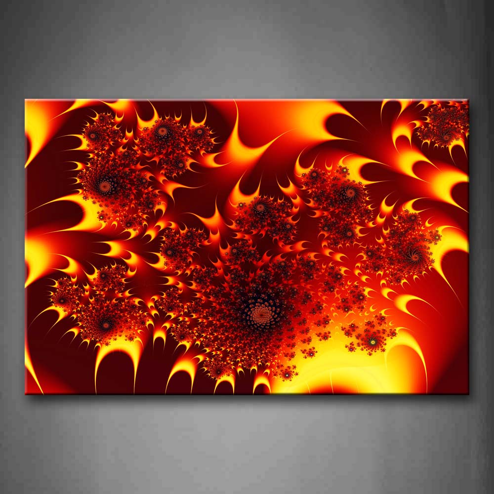 Fractal Abstract Red Yellow  Wall Art Painting The Picture Print On Canvas Abstract Pictures For Home Decor Decoration Gift 