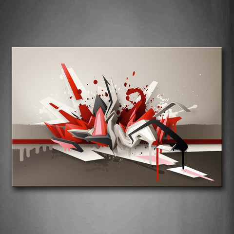 Artistic Red Gray White Wall Art Painting Pictures Print On Canvas Abstract The Picture For Home Modern Decoration 