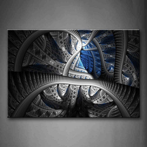 White And Blue Fractal Wave Wall Art Painting The Picture Print On Canvas Abstract Pictures For Home Decor Decoration Gift 