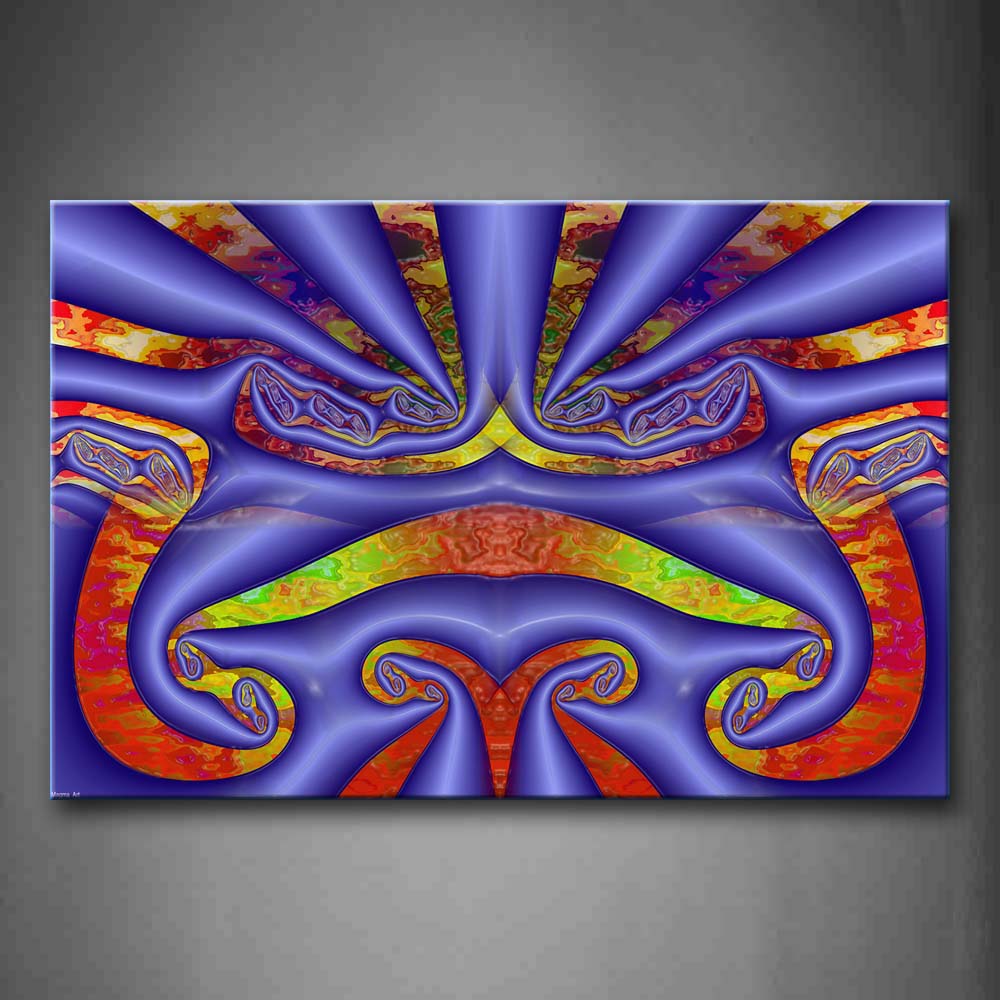 Fractal Abstract Red Yellow Blue  Wall Art Painting Pictures Print On Canvas Abstract The Picture For Home Modern Decoration 