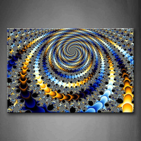 Fractal Blue Yellow Gray Black Spiral Wall Art Painting Pictures Print On Canvas Abstract The Picture For Home Modern Decoration 