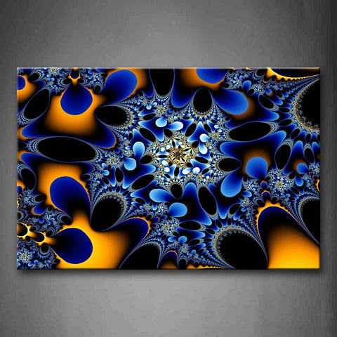 Fractal Abstract Blue Yellow Ovals Wall Art Painting The Picture Print On Canvas Abstract Pictures For Home Decor Decoration Gift 