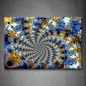 Fractal Blue Yellow Black White Like A Hole Wall Art Painting Pictures Print On Canvas Abstract The Picture For Home Modern Decoration 