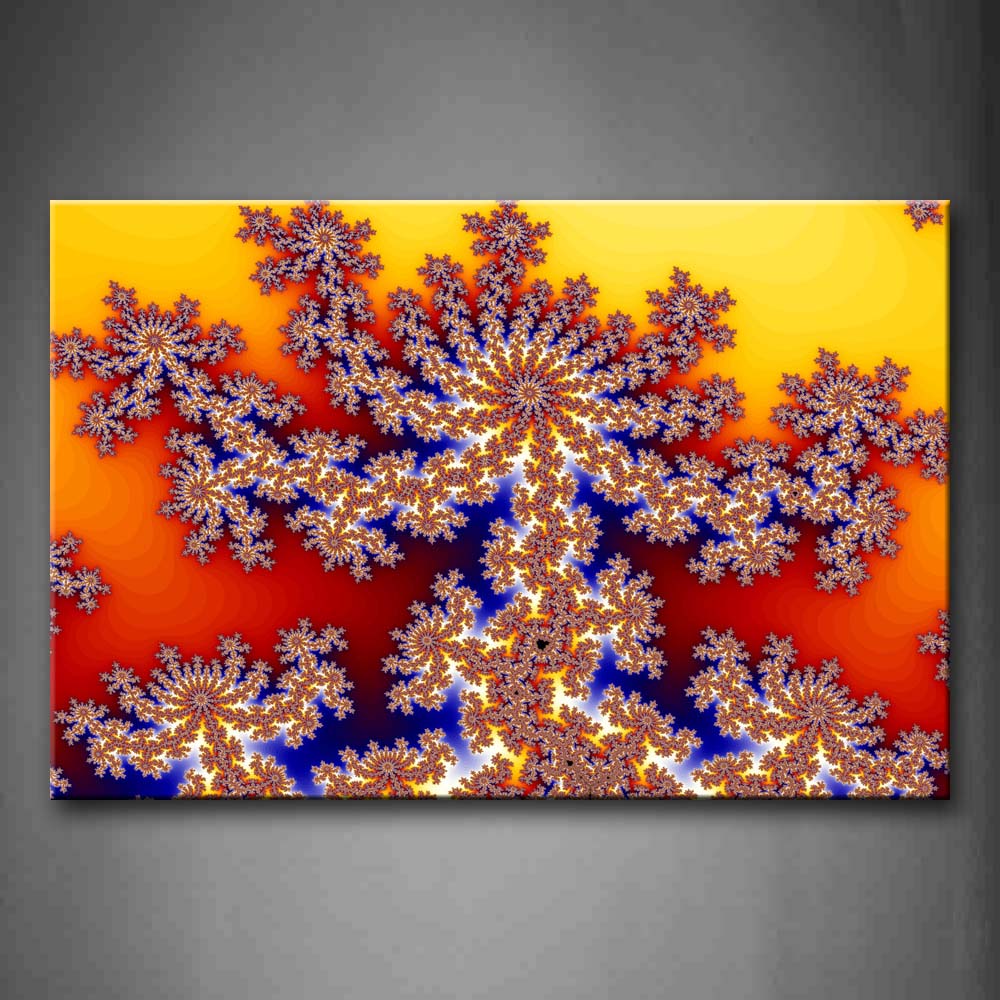 Fractal Yellow Blue Pattern Wall Art Painting The Picture Print On Canvas Abstract Pictures For Home Decor Decoration Gift 