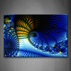 Fractal Blue Yellow Spirals Wall Art Painting The Picture Print On Canvas Abstract Pictures For Home Decor Decoration Gift 