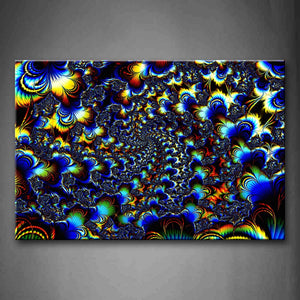 Fractal Blue Yellow Like A Hole Pattern Wall Art Painting The Picture Print On Canvas Abstract Pictures For Home Decor Decoration Gift 