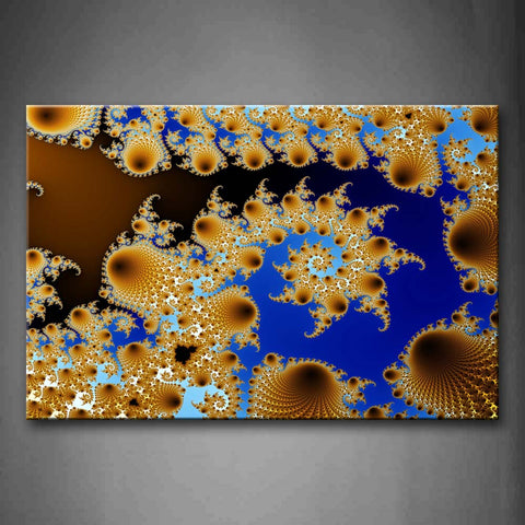 Fractal Blue Yellow Like Many Holes Wall Art Painting Pictures Print On Canvas Abstract The Picture For Home Modern Decoration 