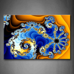 Fractal Blue Yellow Spiral Pattern Wall Art Painting Pictures Print On Canvas Abstract The Picture For Home Modern Decoration 