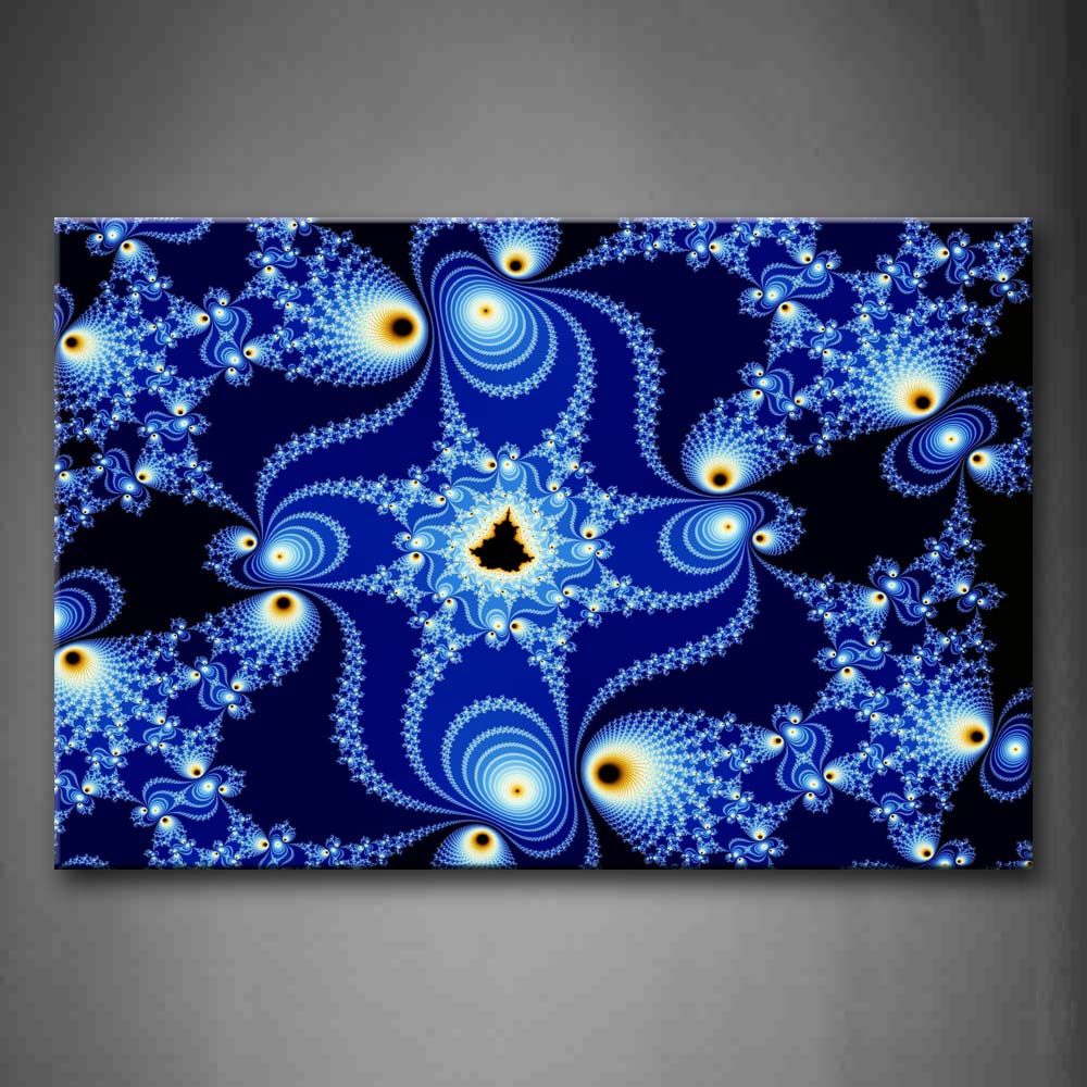 Fractal Yellow Blue Spirals Wall Art Painting Pictures Print On Canvas Abstract The Picture For Home Modern Decoration 