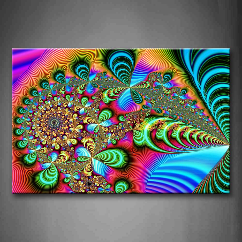 Fractal Blue Black Spirals Yellow Wall Art Painting Pictures Print On Canvas Abstract The Picture For Home Modern Decoration 