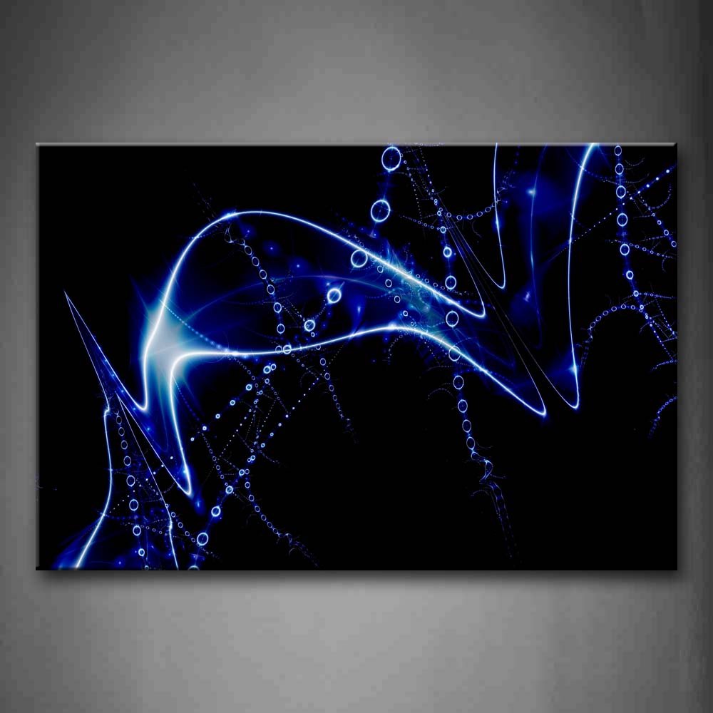 Abstract Blue Circles And Lines Black Background Wall Art Painting Pictures Print On Canvas Abstract The Picture For Home Modern Decoration 