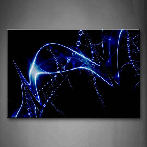 Abstract Blue Circles And Lines Black Background Wall Art Painting Pictures Print On Canvas Abstract The Picture For Home Modern Decoration 