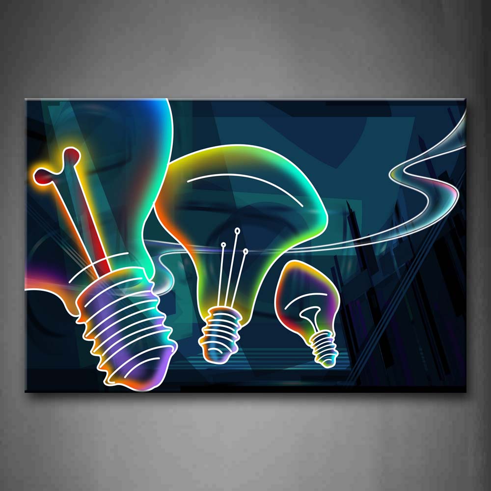 Digital Art Three Bulbs Blue  Wall Art Painting Pictures Print On Canvas Abstract The Picture For Home Modern Decoration 