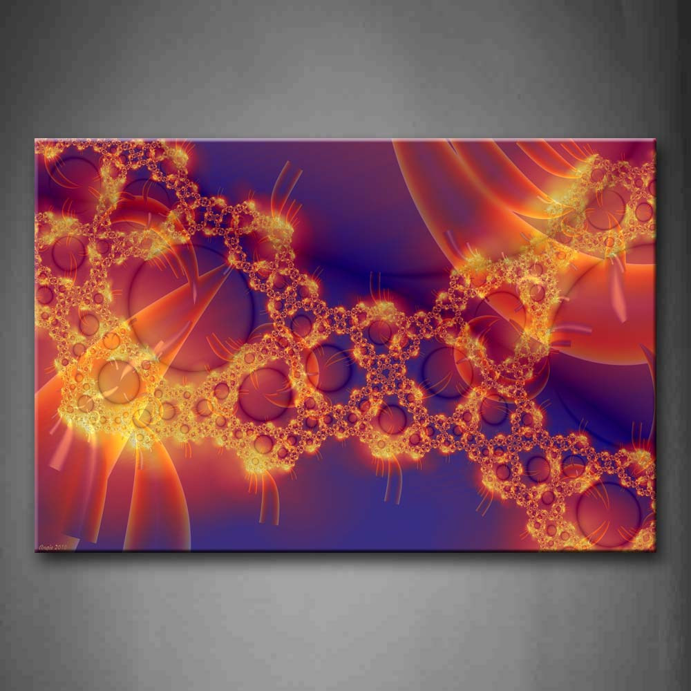 Fractal Abstract Circle Blue Yellow Wall Art Painting Pictures Print On Canvas Abstract The Picture For Home Modern Decoration 